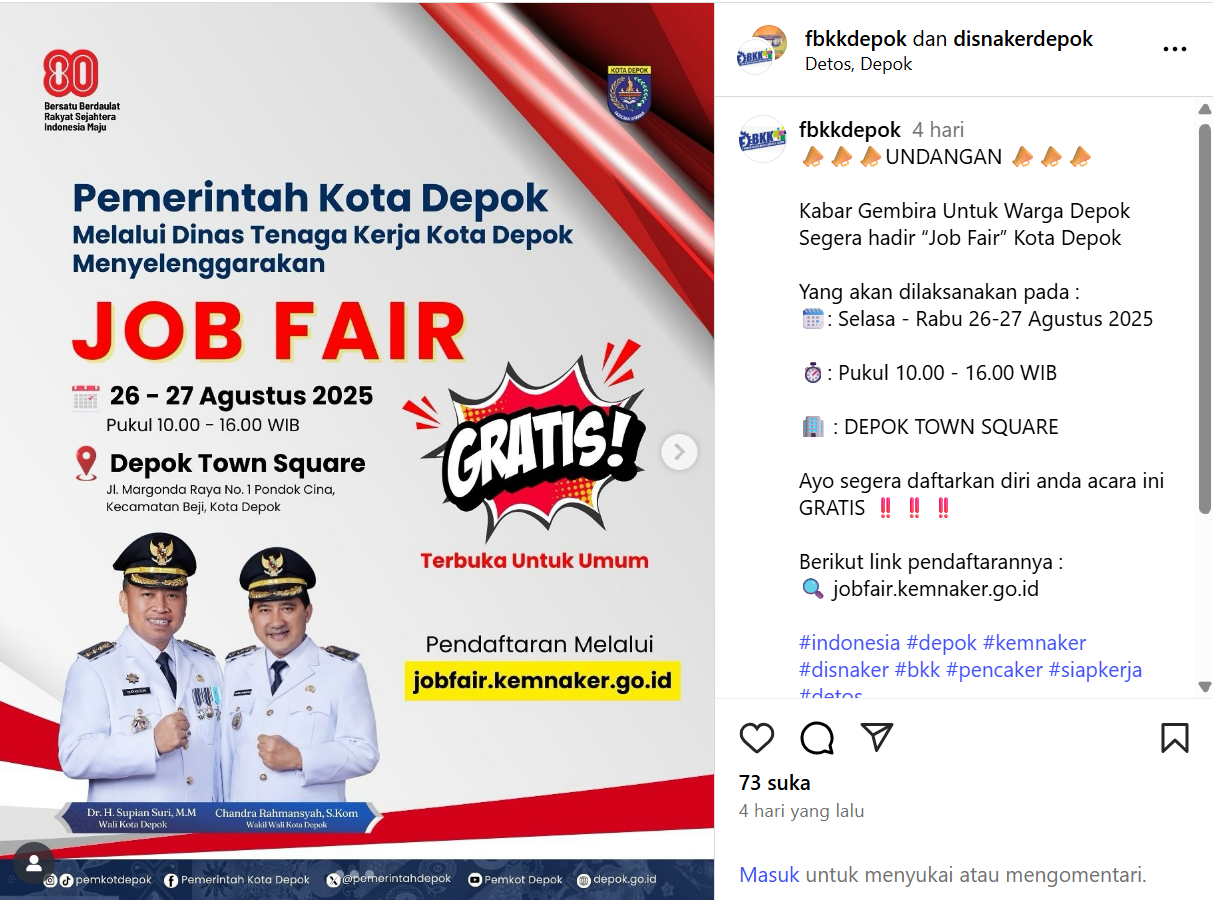 Segera hadir “Job Fair” Kota Depok