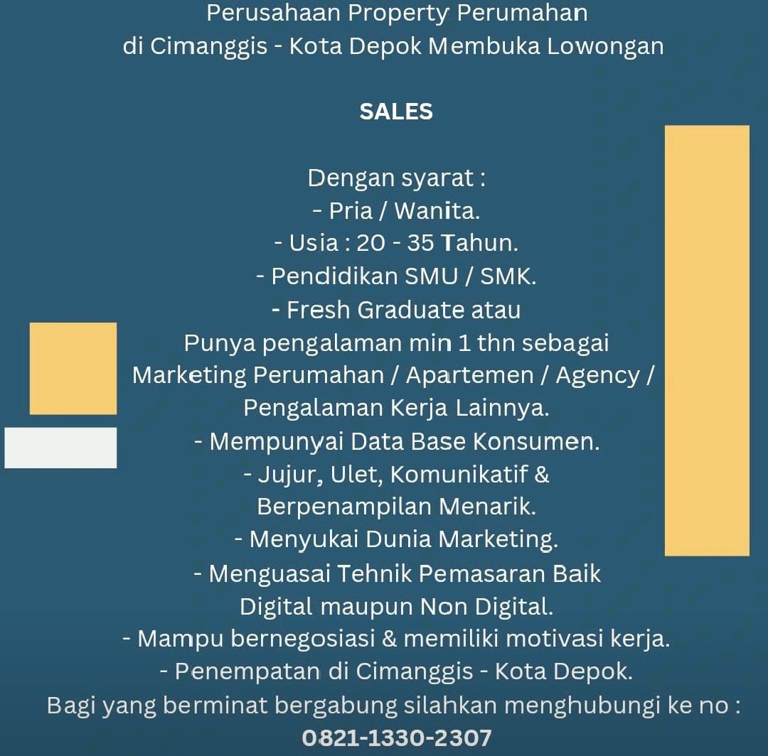 Sales – Perusahaan Properti di Cimanggis, Depok
